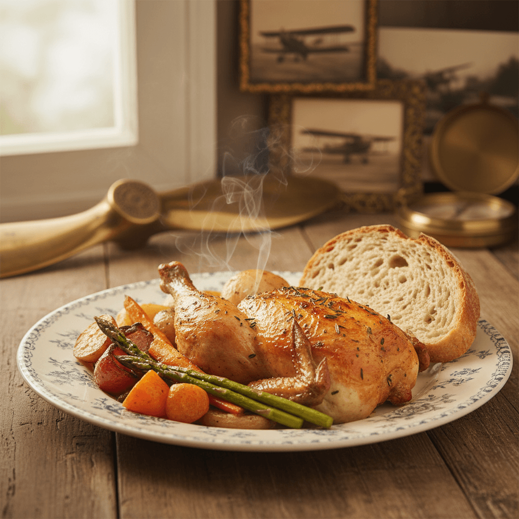 A rustic table set with a simple homemade meal in warm lighting