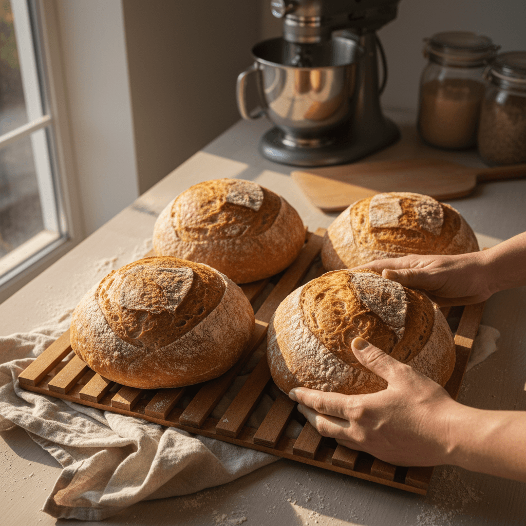 Homemade bread fresh from the oven